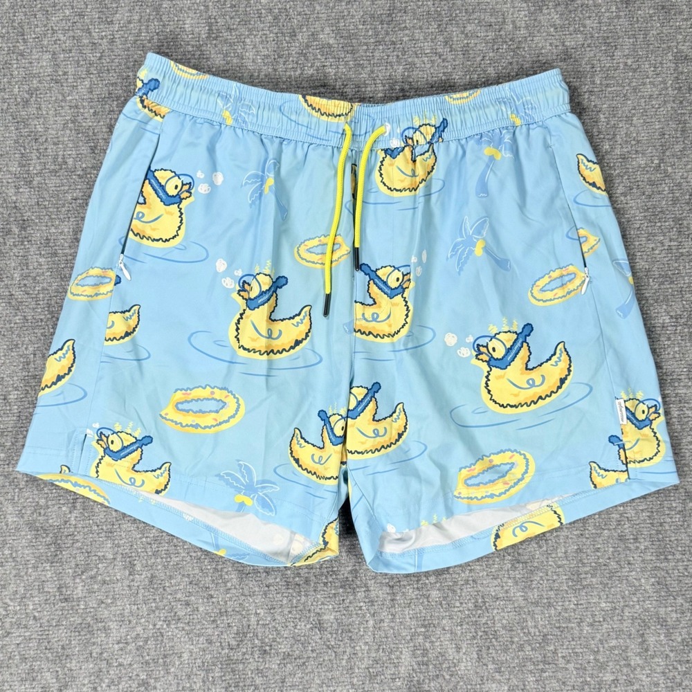 Maamgic Men's XL Blue Rubber Duck 5.5in Swim Trunks Compression Liner